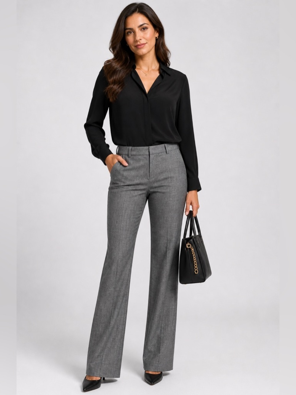 Express Studio Gray Dress Pants Size 12R | Bootcut Career Work Trouser Wide Leg